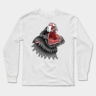 Angry Wolf - Traditional Tattoo Style Long Sleeve T-Shirt